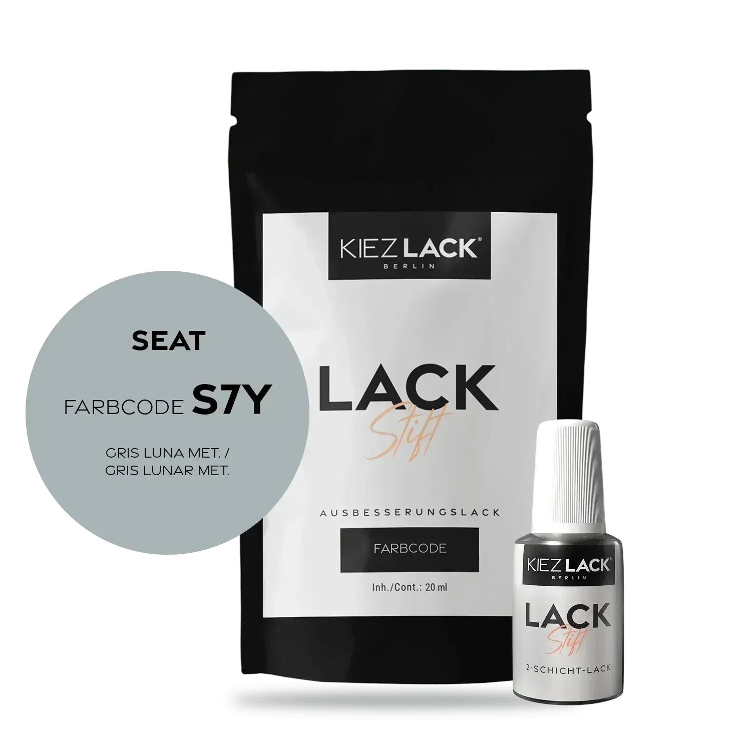 Kiezlack Lackstift Autolack Lackstift Seat S7Y GRIS LUNA MET.