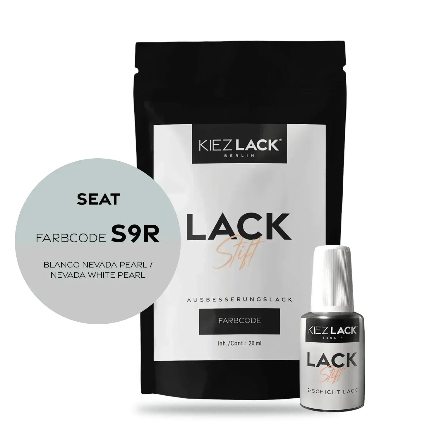 Kiezlack Lackstift Autolack Lackstift Seat S9R BLANCO NEVADA PEARL