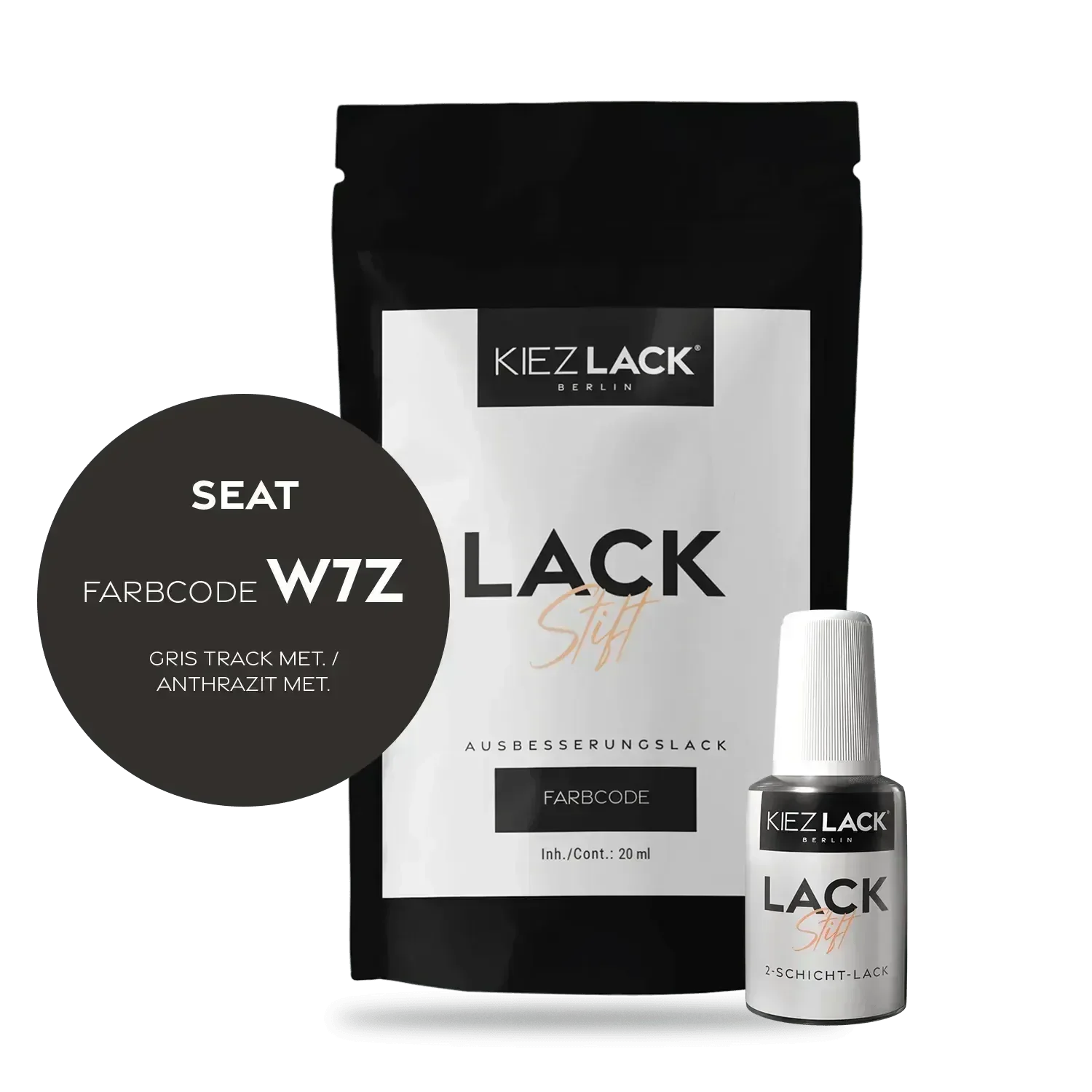 Kiezlack Lackstift Autolack Lackstift Seat W7Z GRIS TRACK MET.