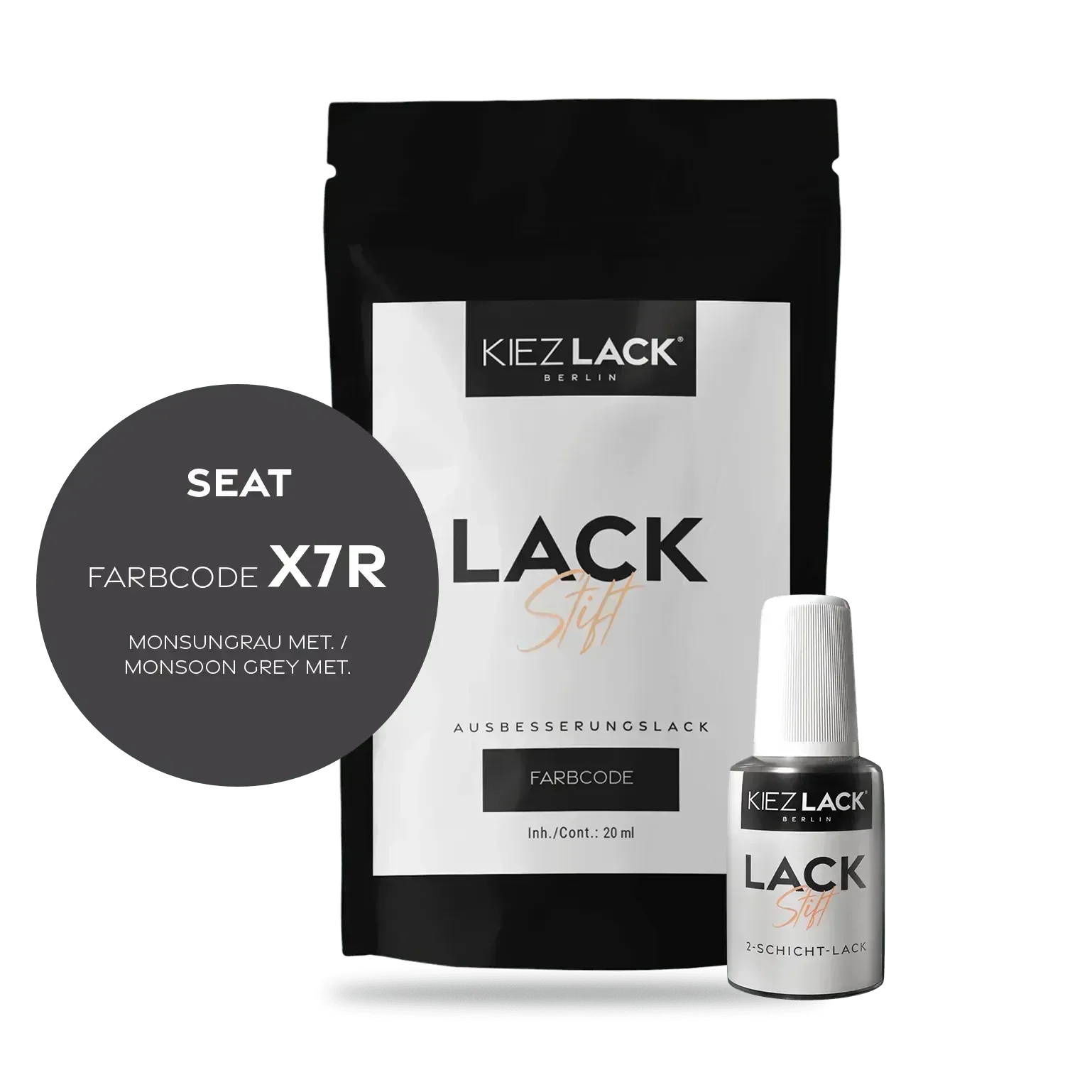 Kiezlack Lackstift Autolack Lackstift Seat X7R MONSUNGRAU MET.