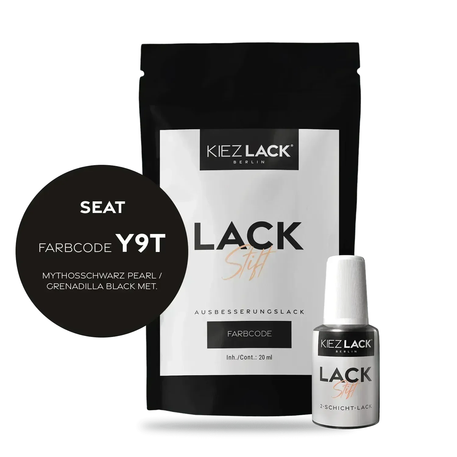 Kiezlack Lackstift Autolack Lackstift Seat Y9T MYTHOSSCHWARZ PEARL