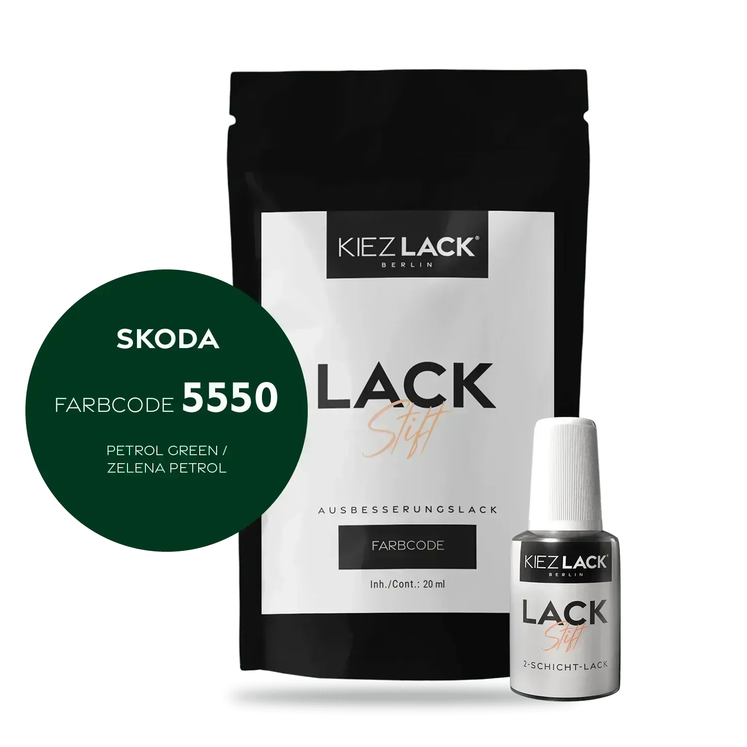 Kiezlack Lackstift Autolack Lackstift Skoda 5550 PETROL GREEN