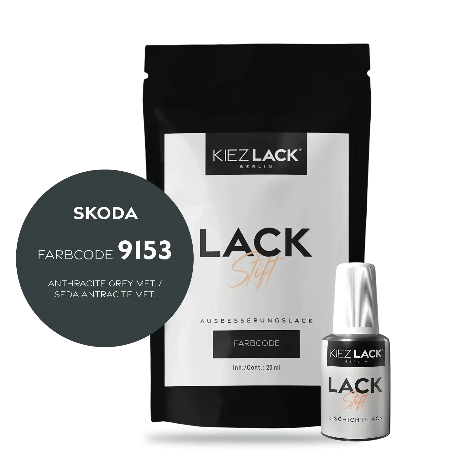 Kiezlack Lackstift Autolack Lackstift Skoda 9153 ANTHRACITE GREY MET.