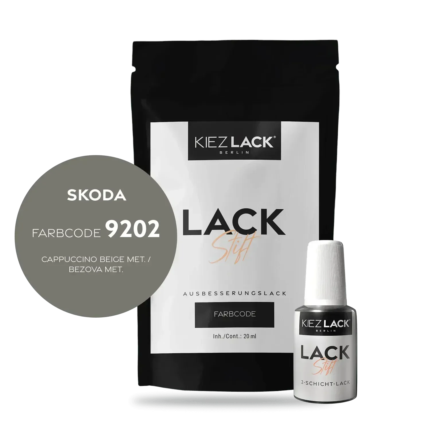 Kiezlack Lackstift Autolack Lackstift Skoda 9202 CAPPUCCINO BEIGE MET.