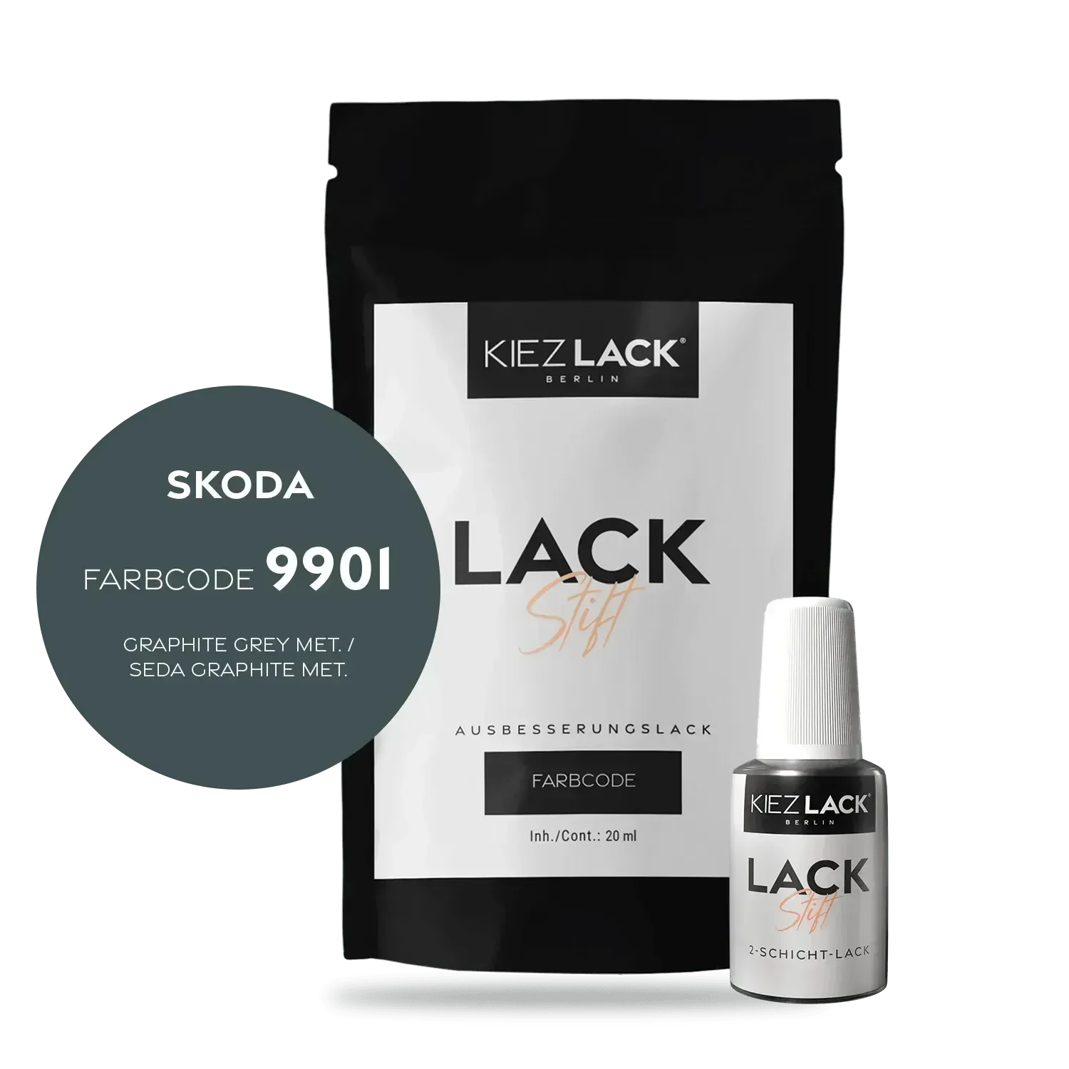 Kiezlack Lackstift Autolack Lackstift Skoda 9901 GRAPHITE GREY MET.