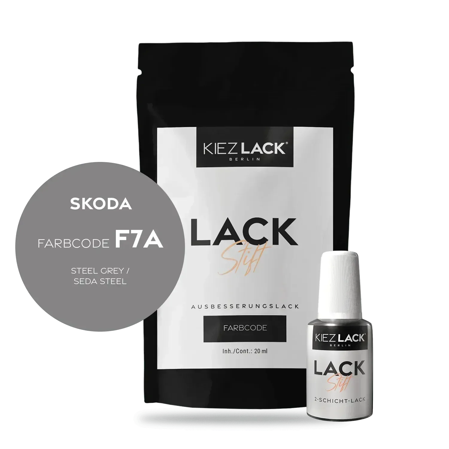 Kiezlack Lackstift Autolack Lackstift Skoda F7A STEEL GREY