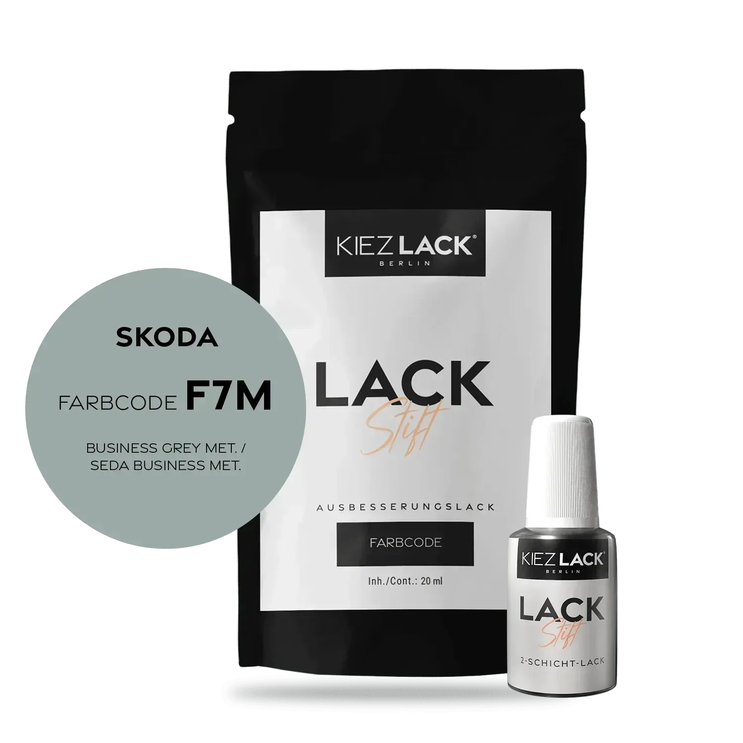 Kiezlack Lackstift Autolack Lackstift Skoda F7M BUSINESS GREY MET.