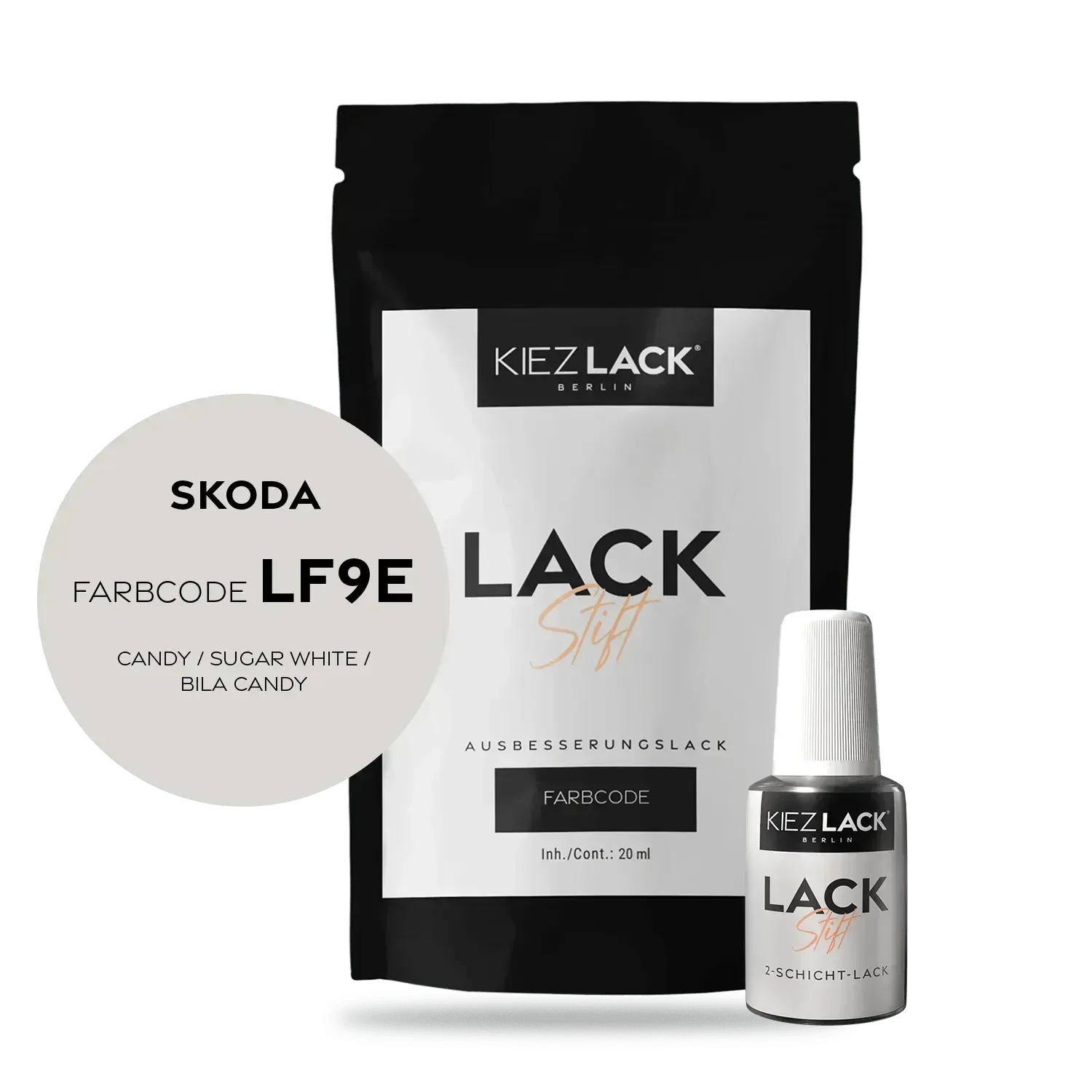 Kiezlack Lackstift Autolack Lackstift Skoda LF9E CANDY / SUGAR WHITE