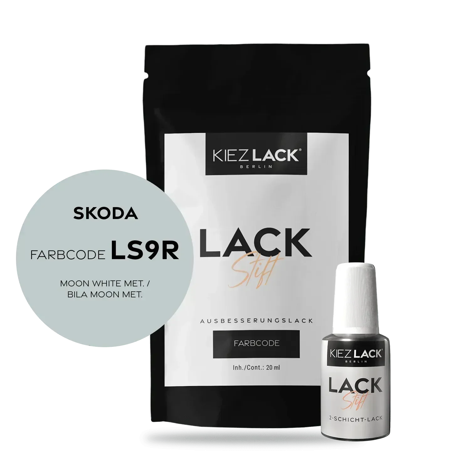 Kiezlack Lackstift Autolack Lackstift Skoda LS9R MOON WHITE MET.