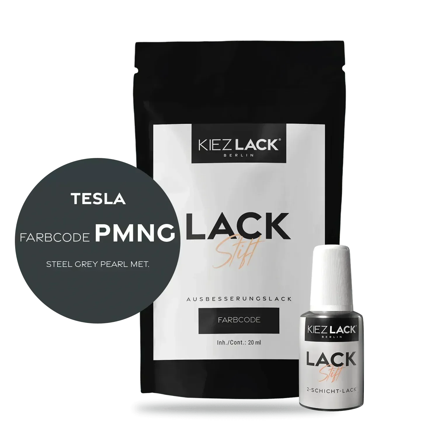 Kiezlack Lackstift Autolack Lackstift TESLA PMNG STEEL GREY PEARL MET.
