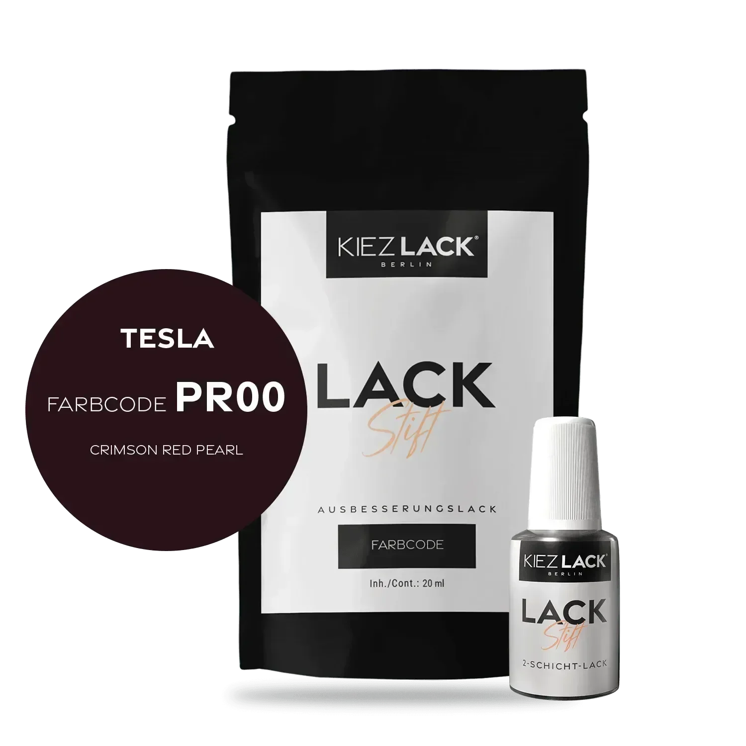 Kiezlack Lackstift Autolack Lackstift TESLA PR00 CRIMSON RED PEARL