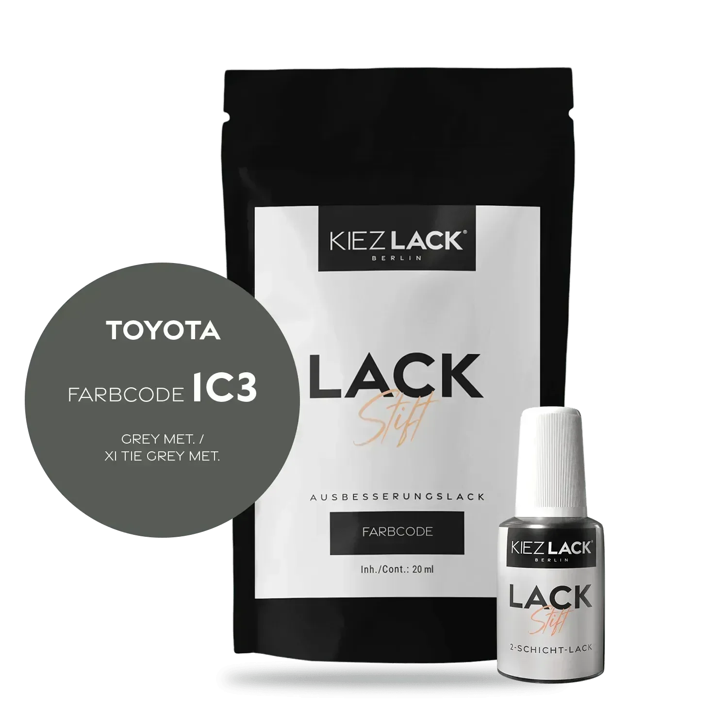 Kiezlack Lackstift Autolack Lackstift Toyota 1C3 GREY MET.