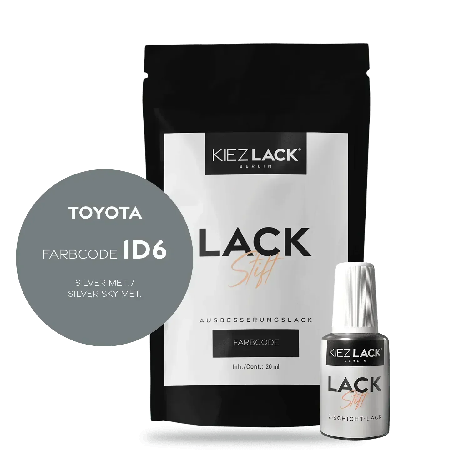 Kiezlack Lackstift Autolack Lackstift Toyota 1D6 SILVER MET.