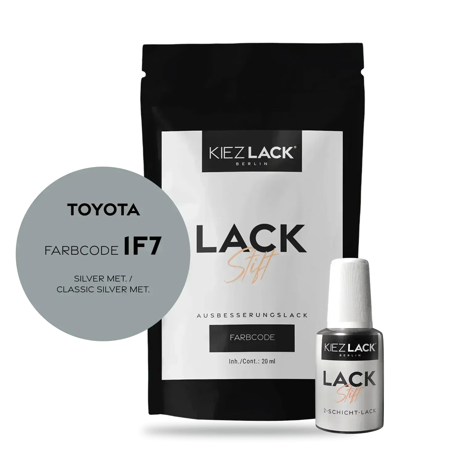 Kiezlack Lackstift Autolack Lackstift Toyota 1F7 SILVER MET.