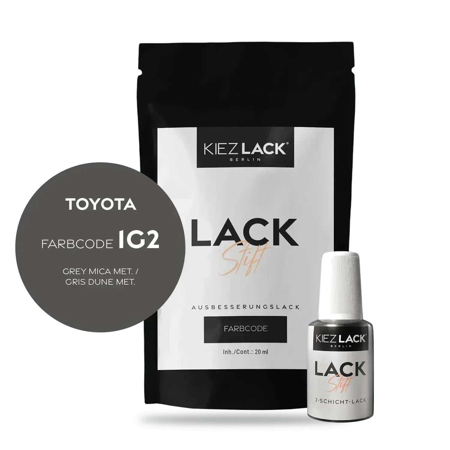 Kiezlack Lackstift Autolack Lackstift Toyota 1G2 GREY MICA MET.