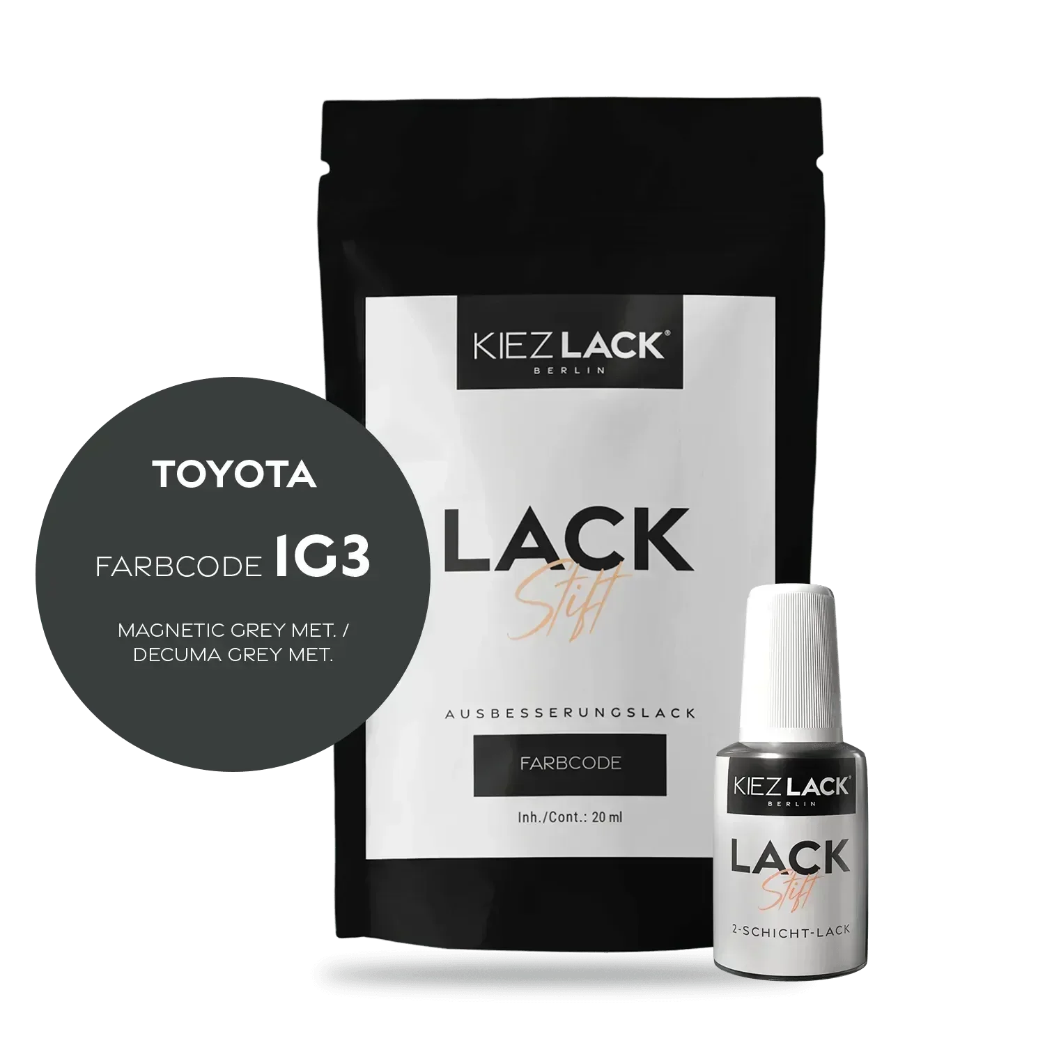 Kiezlack Lackstift Autolack Lackstift Toyota 1G3 MAGNETIC GREY MET.