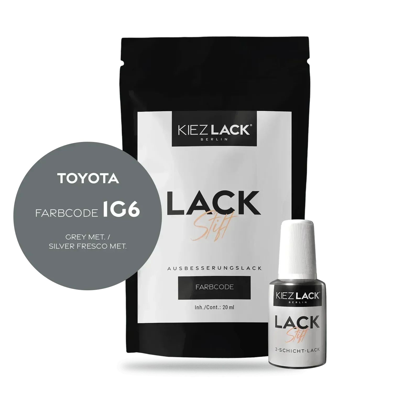 Kiezlack Lackstift Autolack Lackstift Toyota 1G6 GREY MET.