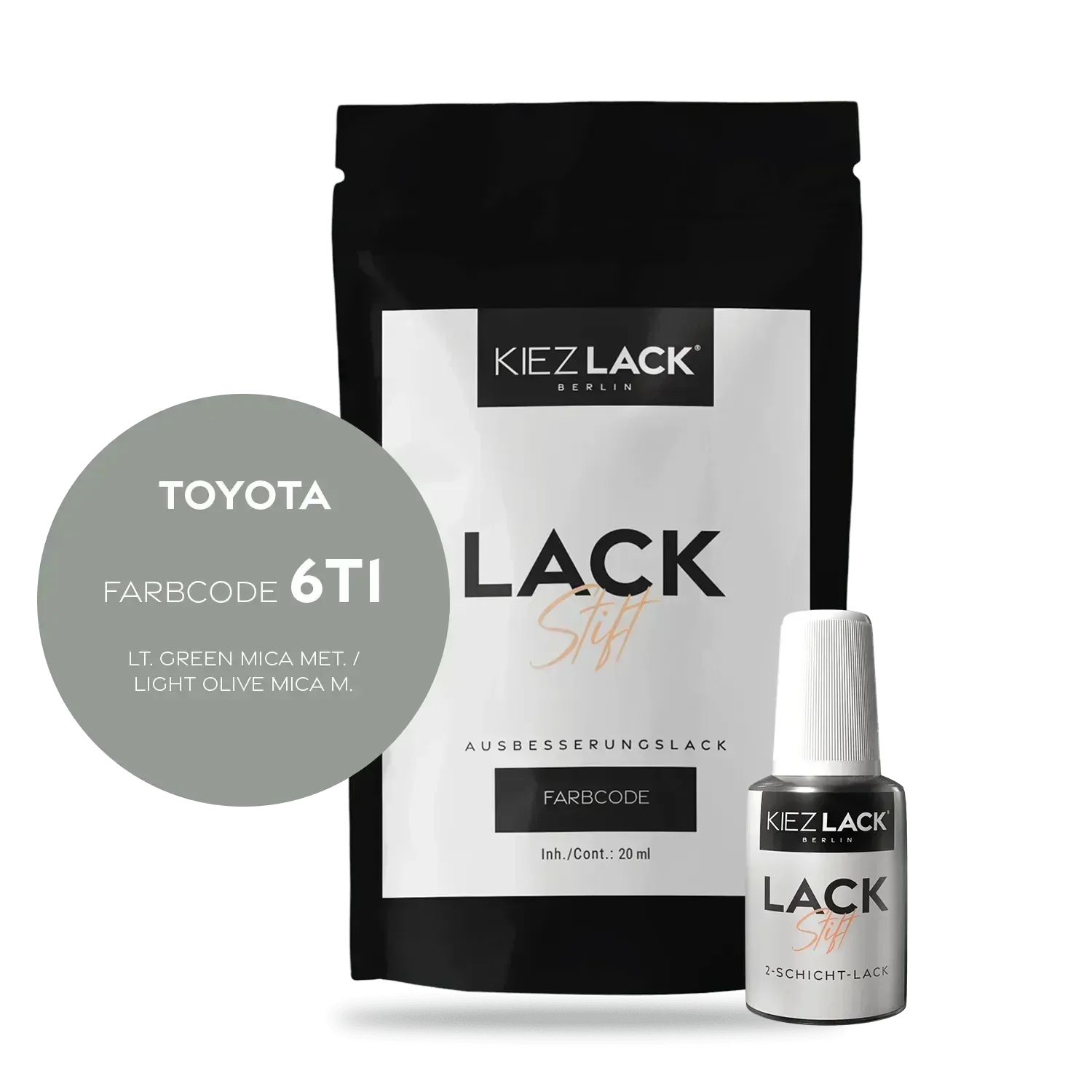 Kiezlack Lackstift Autolack Lackstift Toyota 6T1 LT. GREEN MICA MET.