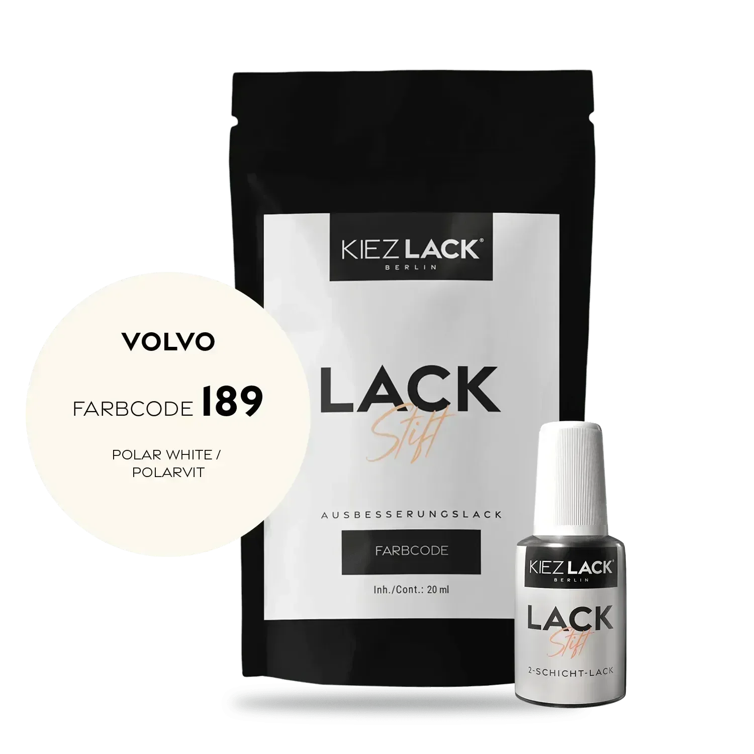 Kiezlack Lackstift Autolack Lackstift VOLVO 189 POLAR WHITE