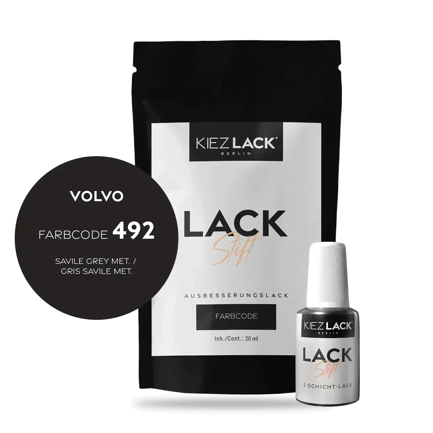 Kiezlack Lackstift Autolack Lackstift VOLVO 492 SAVILE GREY MET.