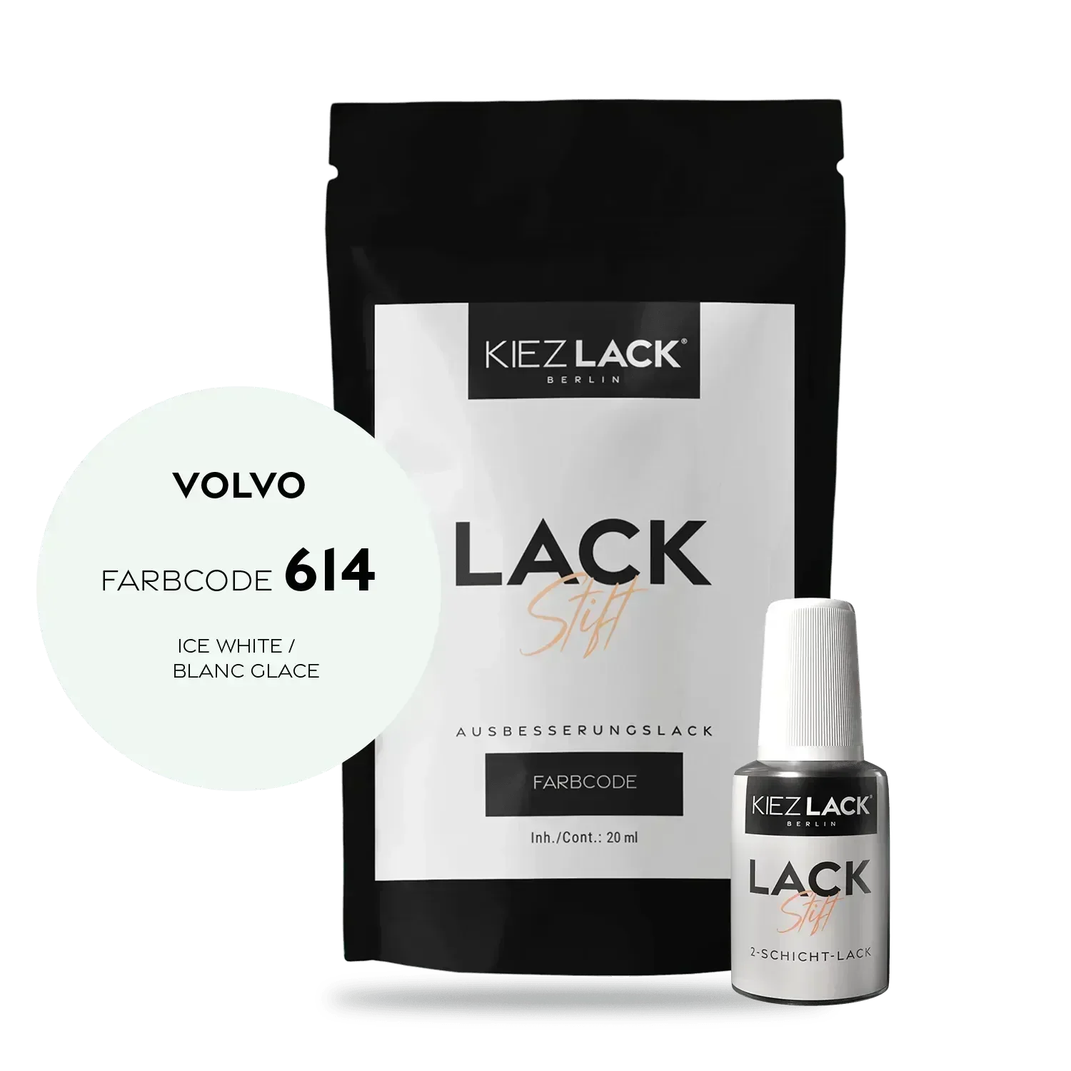 Kiezlack Lackstift Autolack Lackstift VOLVO 614 ICE WHITE