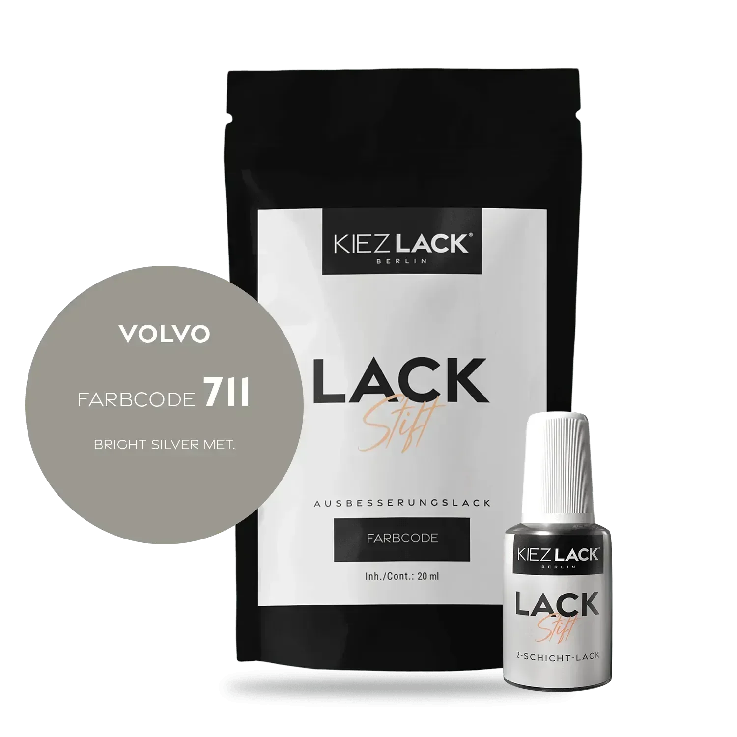 Kiezlack Lackstift Autolack Lackstift VOLVO 711 BRIGHT SILVER MET.