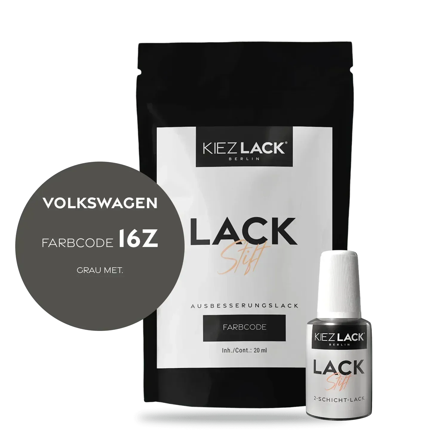 Kiezlack Lackstift Autolack Lackstift Volkswagen L16Z GRAU MET.
