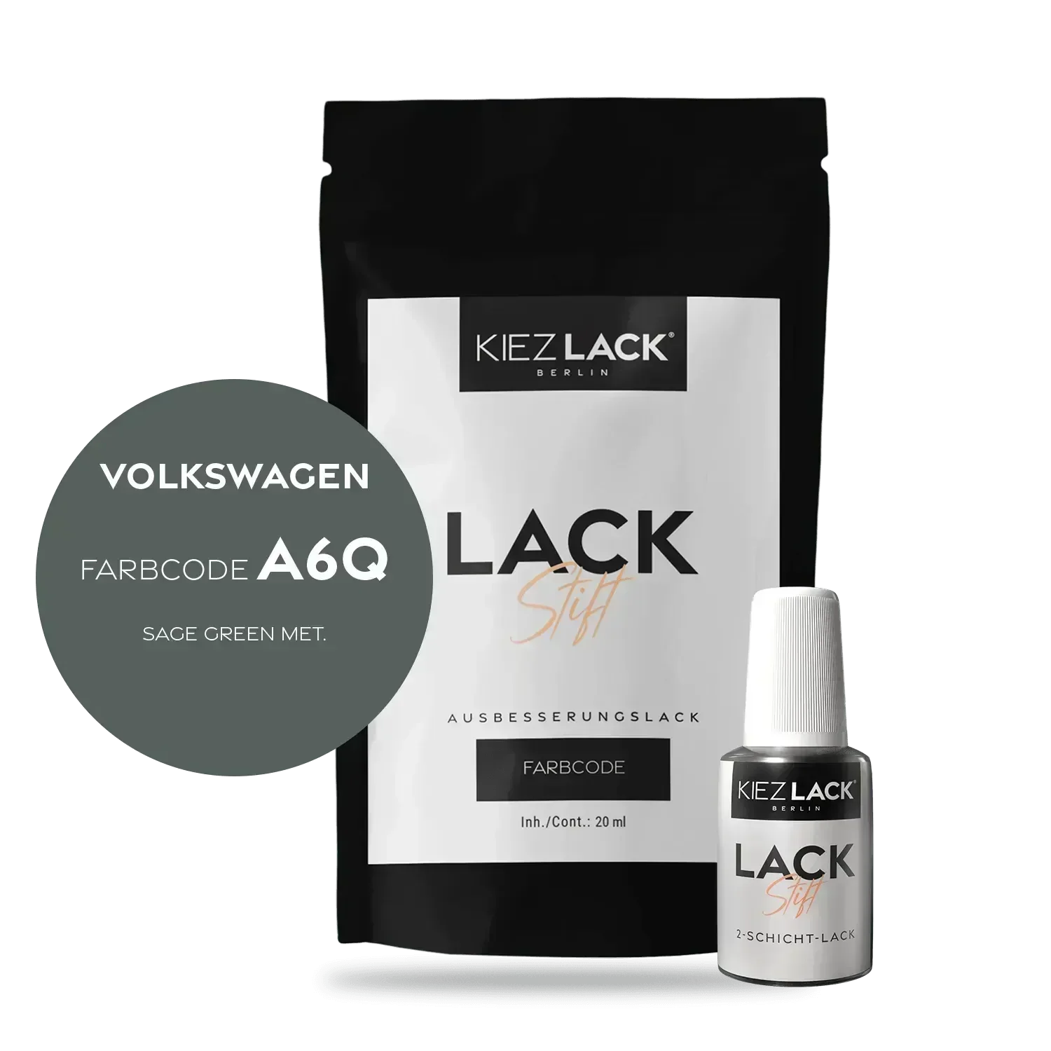 Kiezlack Lackstift Autolack Lackstift Volkswagen LA6Q SAGE GREEN MET.