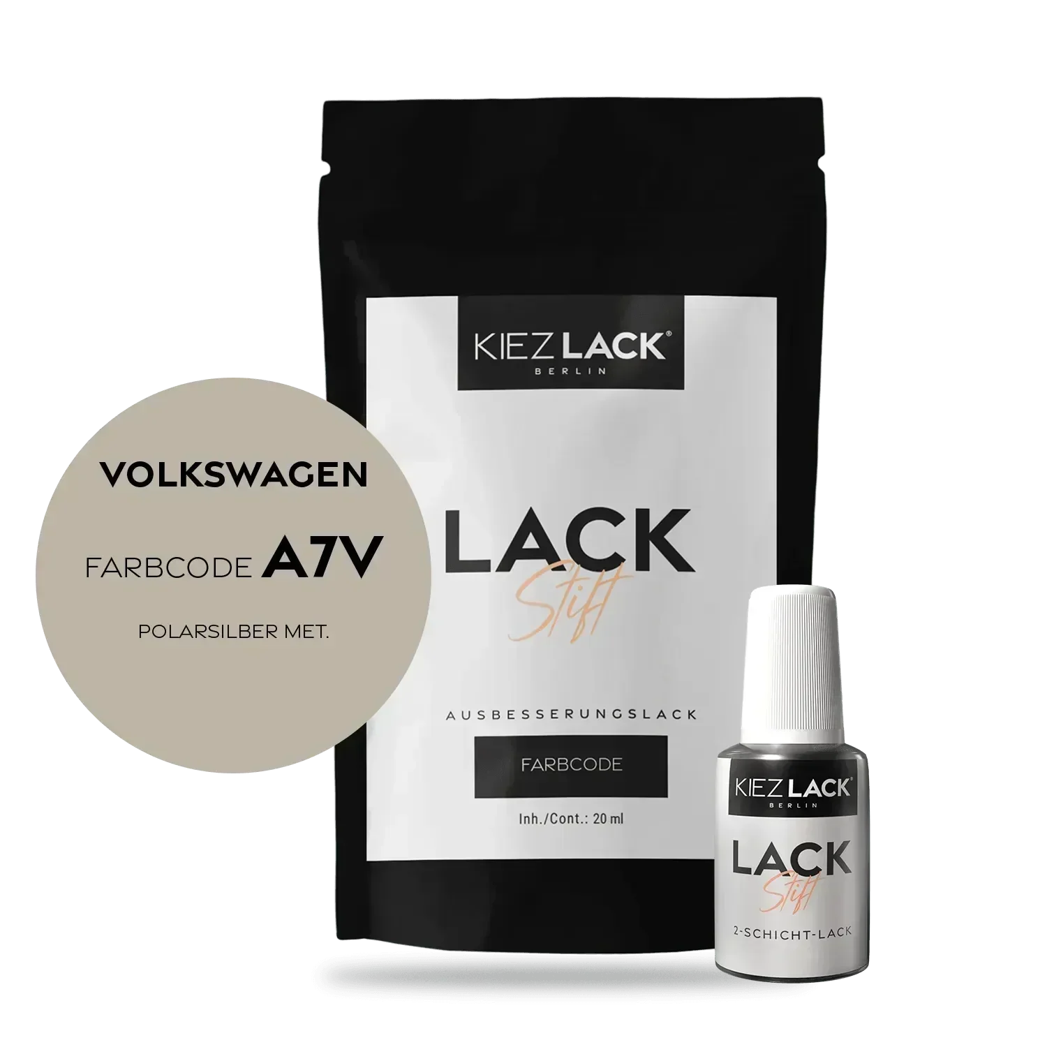 Kiezlack Lackstift Autolack Lackstift Volkswagen LA7V POLARSILBER MET.