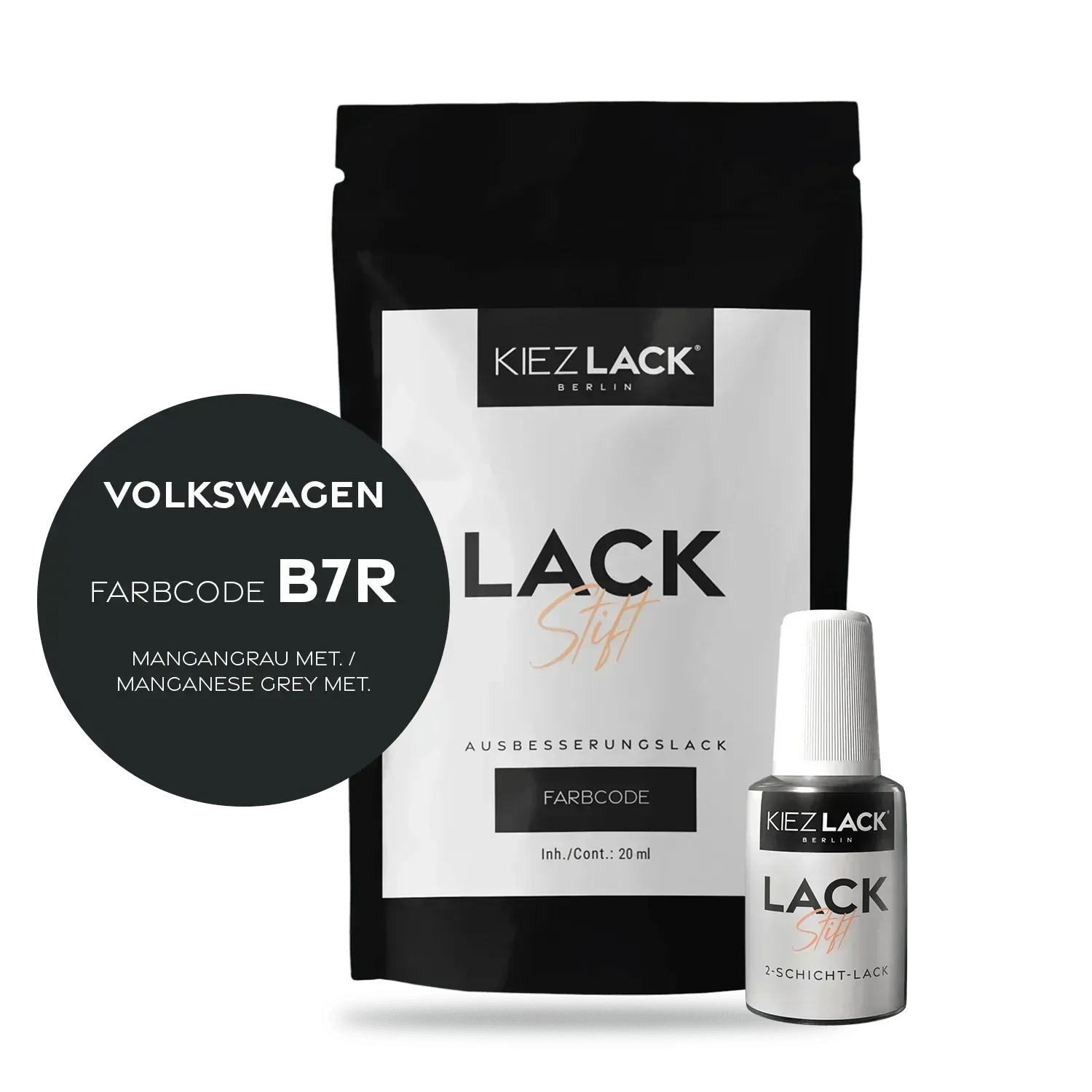 Kiezlack Lackstift Autolack Lackstift Volkswagen LB7R MANGANGRAU MET.