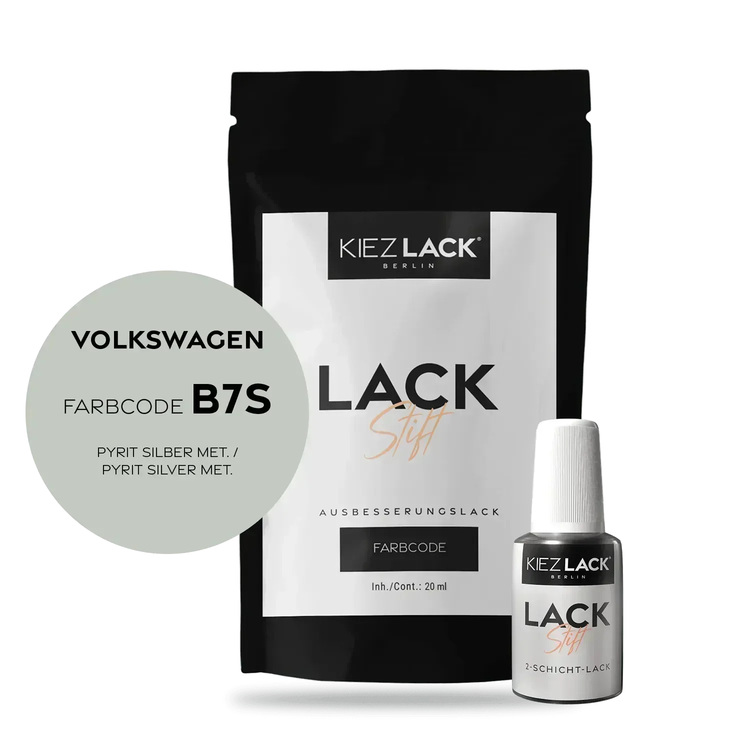 Kiezlack Lackstift Autolack Lackstift Volkswagen LB7S PYRIT SILBER MET.