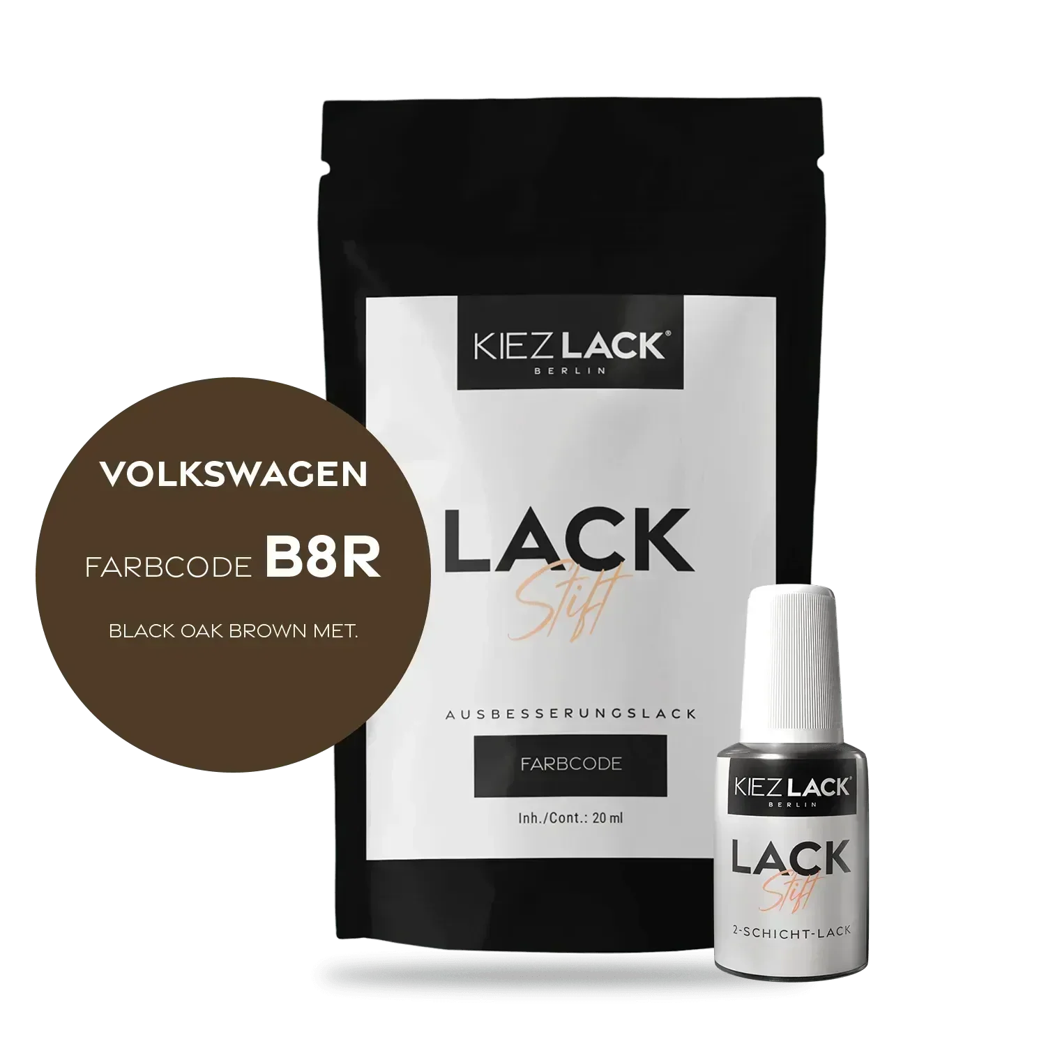 Kiezlack Lackstift Autolack Lackstift Volkswagen LB8R BLACK OAK BROWN MET.