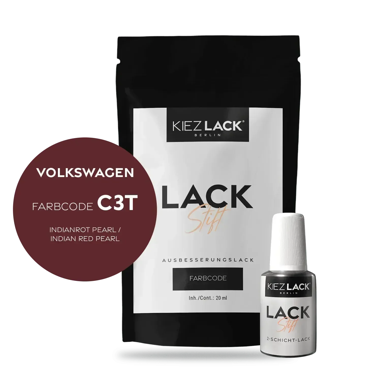 Kiezlack Lackstift Autolack Lackstift Volkswagen LC3T INDIANROT PEARL