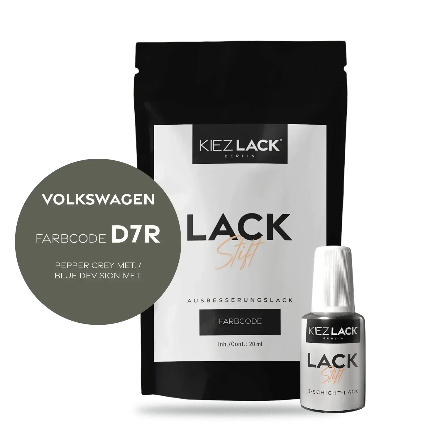 Kiezlack Lackstift Autolack Lackstift Volkswagen LD7R PEPPER GREY MET.