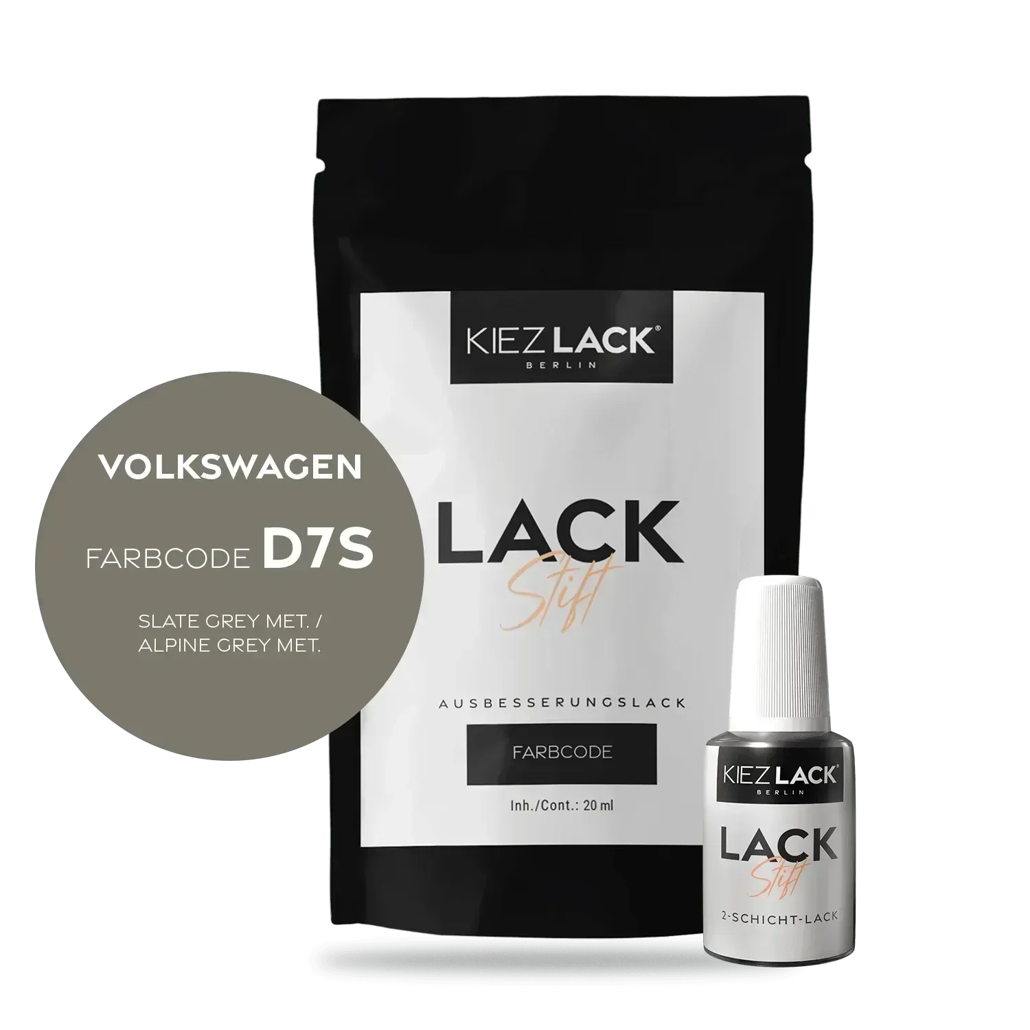 Kiezlack Lackstift Autolack Lackstift Volkswagen LD7S SLATE GREY MET.