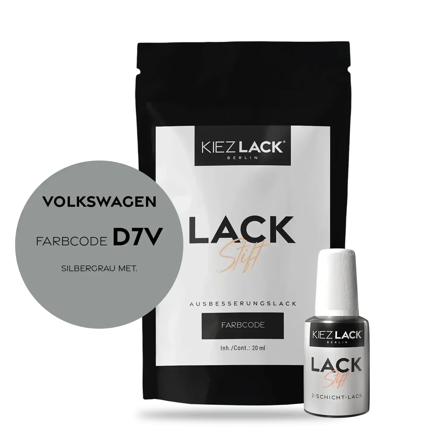 Kiezlack Lackstift Autolack Lackstift Volkswagen LD7V SILBERGRAU MET.