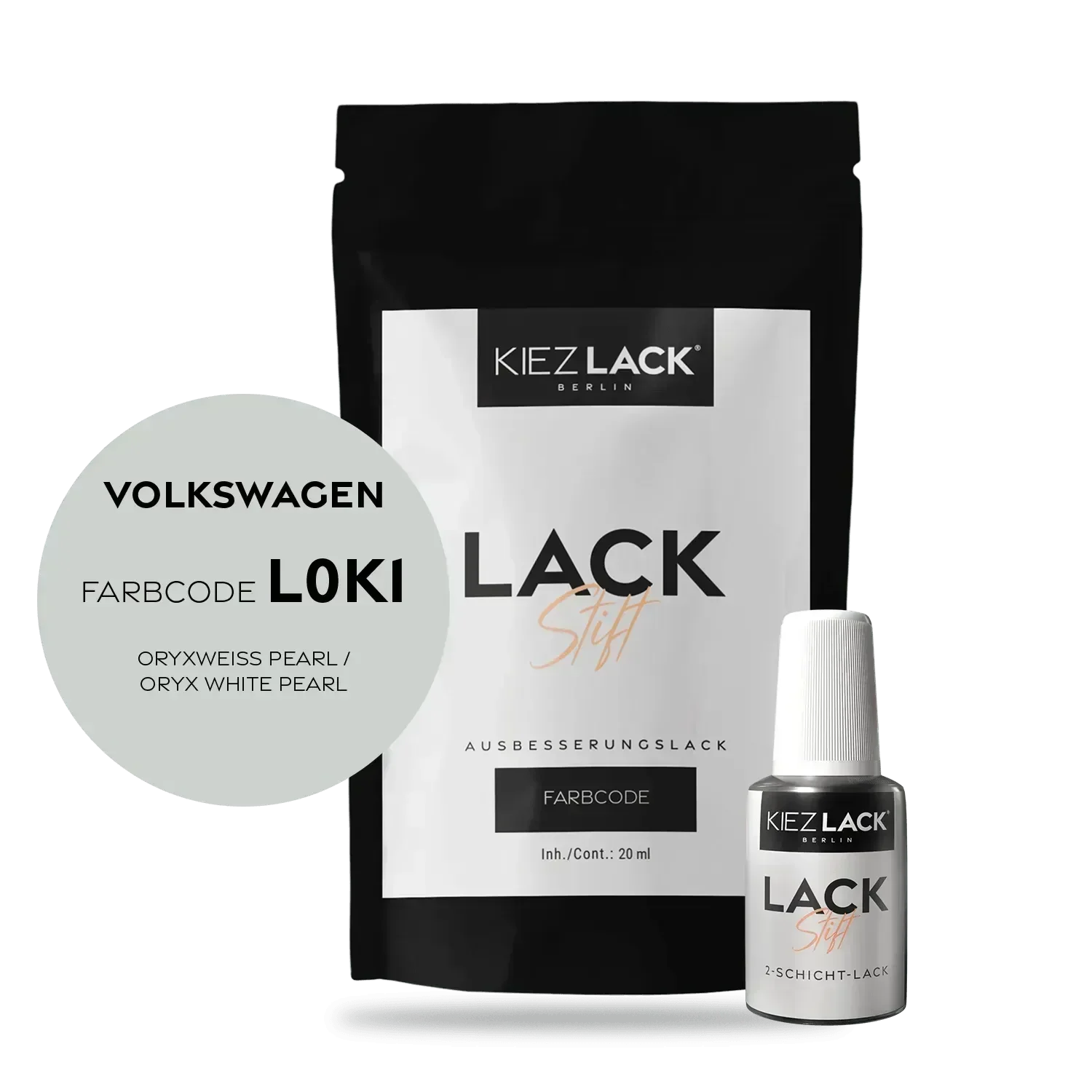Kiezlack Lackstift Autolack Lackstift Volkswagen L0K1 ORYXWEISS PEARL