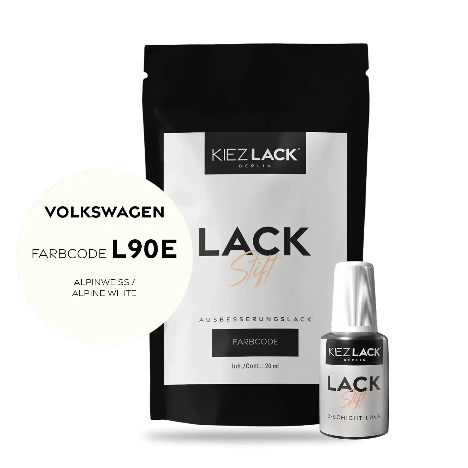 Kiezlack Lackstift Autolack Lackstift Volkswagen L90E ALPINWEISS