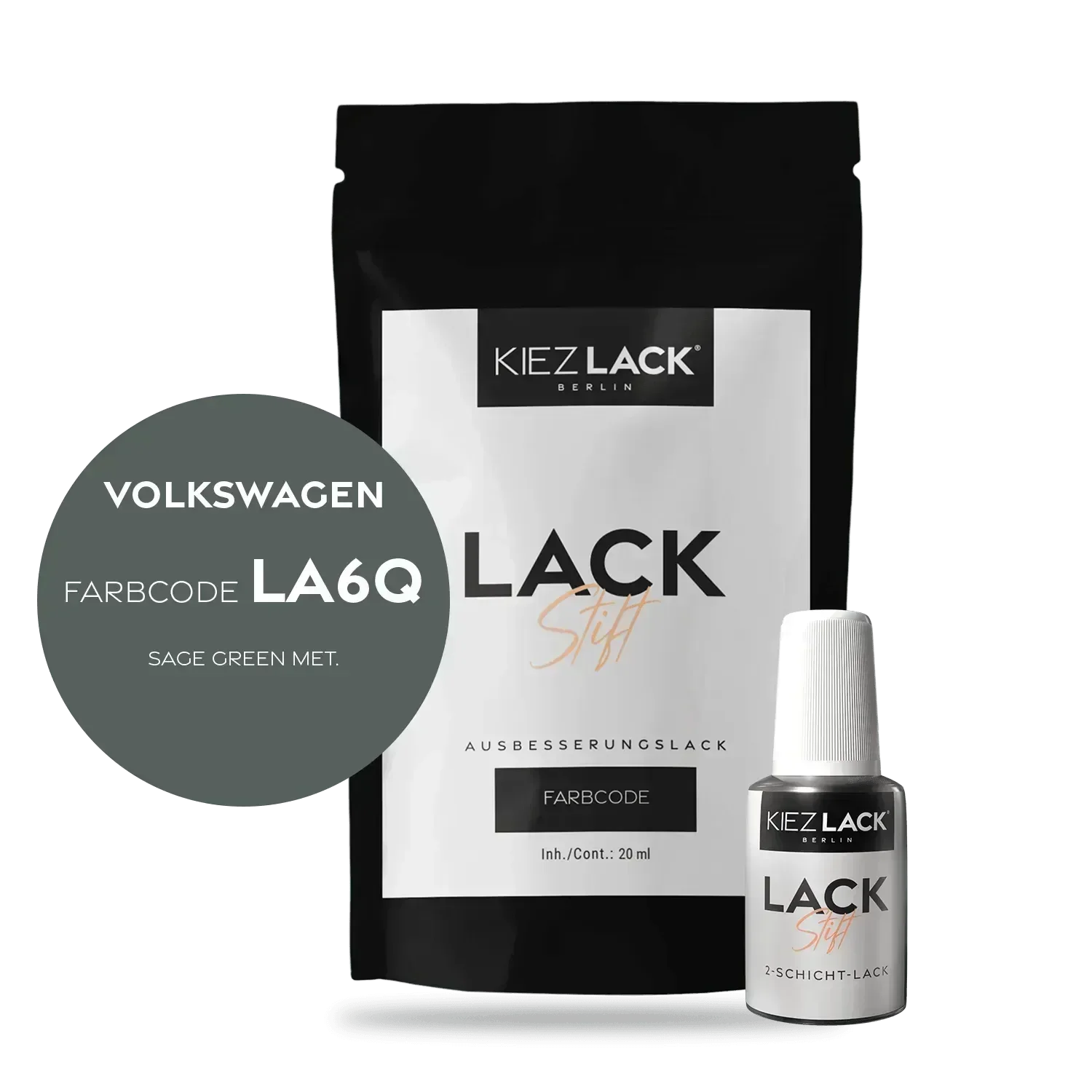 Kiezlack Lackstift Autolack Lackstift Volkswagen LA6Q SAGE GREEN MET.