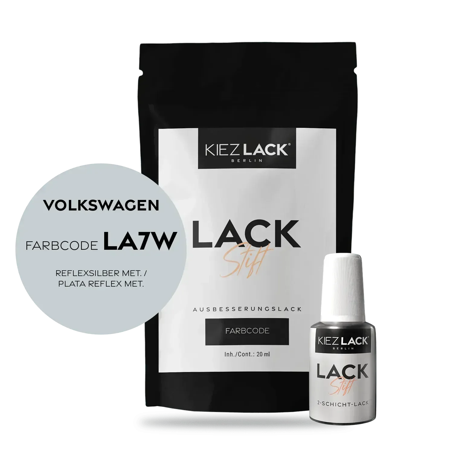 Kiezlack Lackstift Autolack Lackstift Volkswagen LA7W REFLEXSILBER MET.