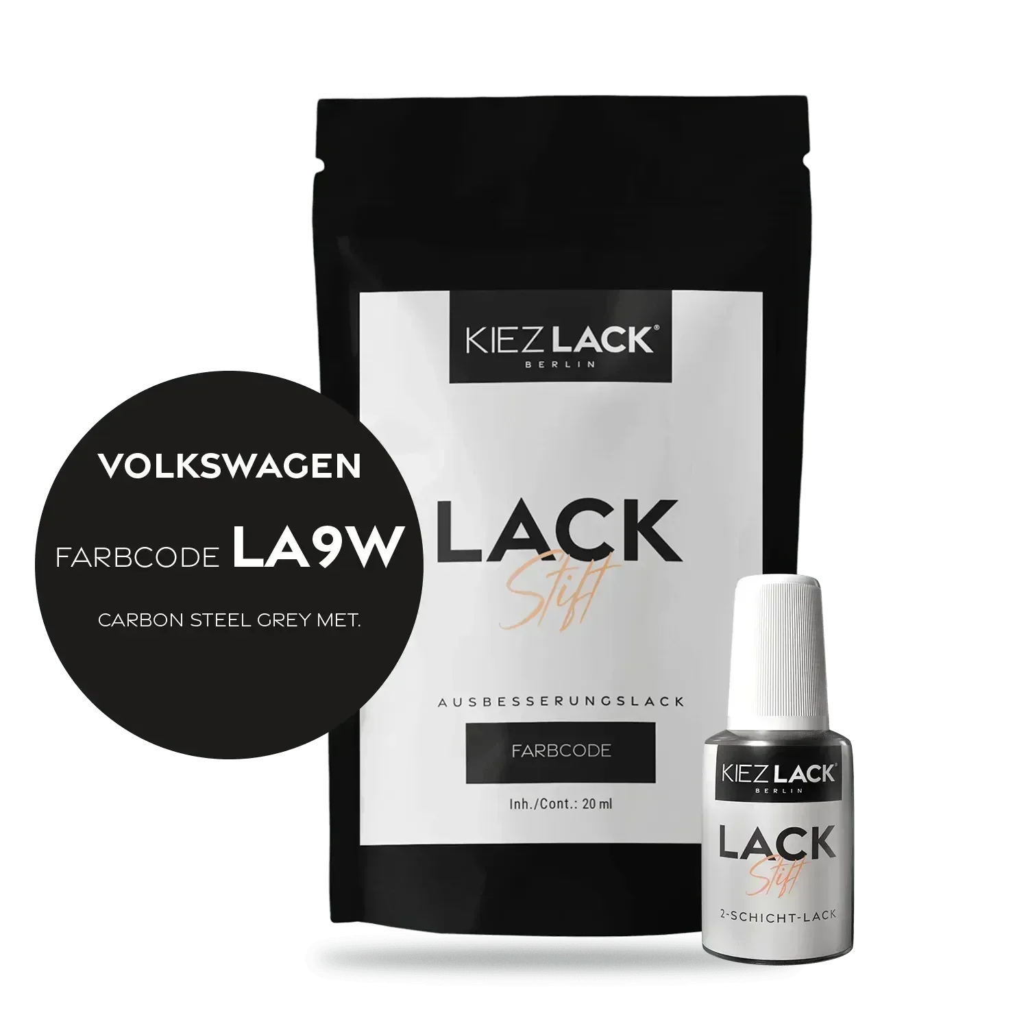 Kiezlack Lackstift Autolack Lackstift Volkswagen LA9W CARBON STEEL GREY MET.