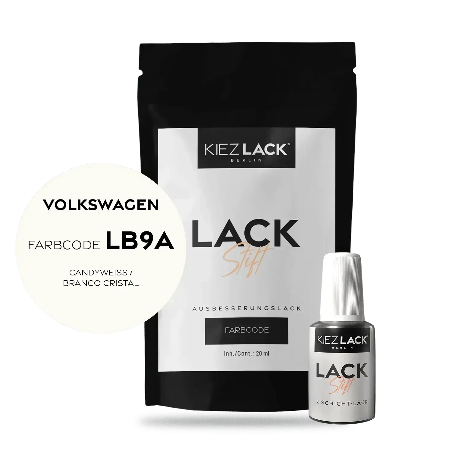 Kiezlack Lackstift Autolack Lackstift Volkswagen LB9A CANDYWEISS