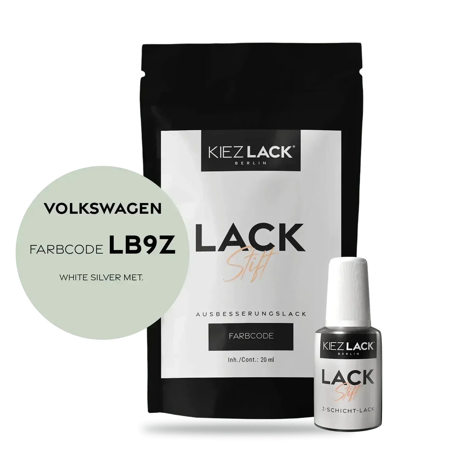 Kiezlack Lackstift Autolack Lackstift Volkswagen LB9Z WHITE SILVER MET.