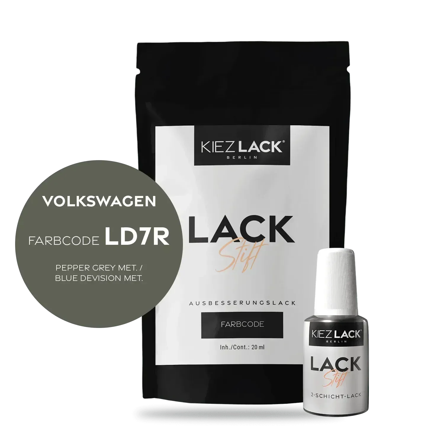 Kiezlack Lackstift Autolack Lackstift Volkswagen LD7R PEPPER GREY MET.