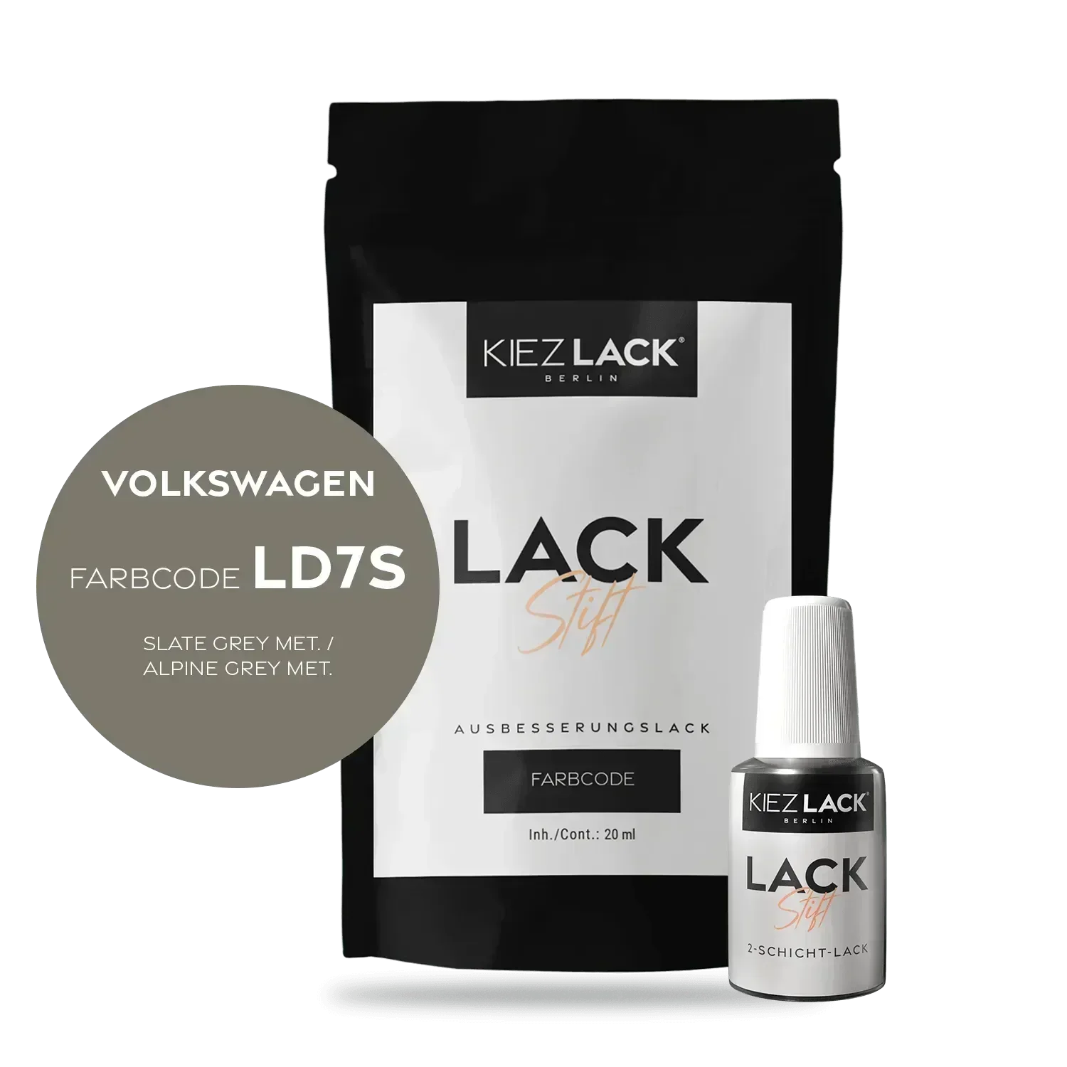 Kiezlack Lackstift Autolack Lackstift Volkswagen LD7S SLATE GREY MET.