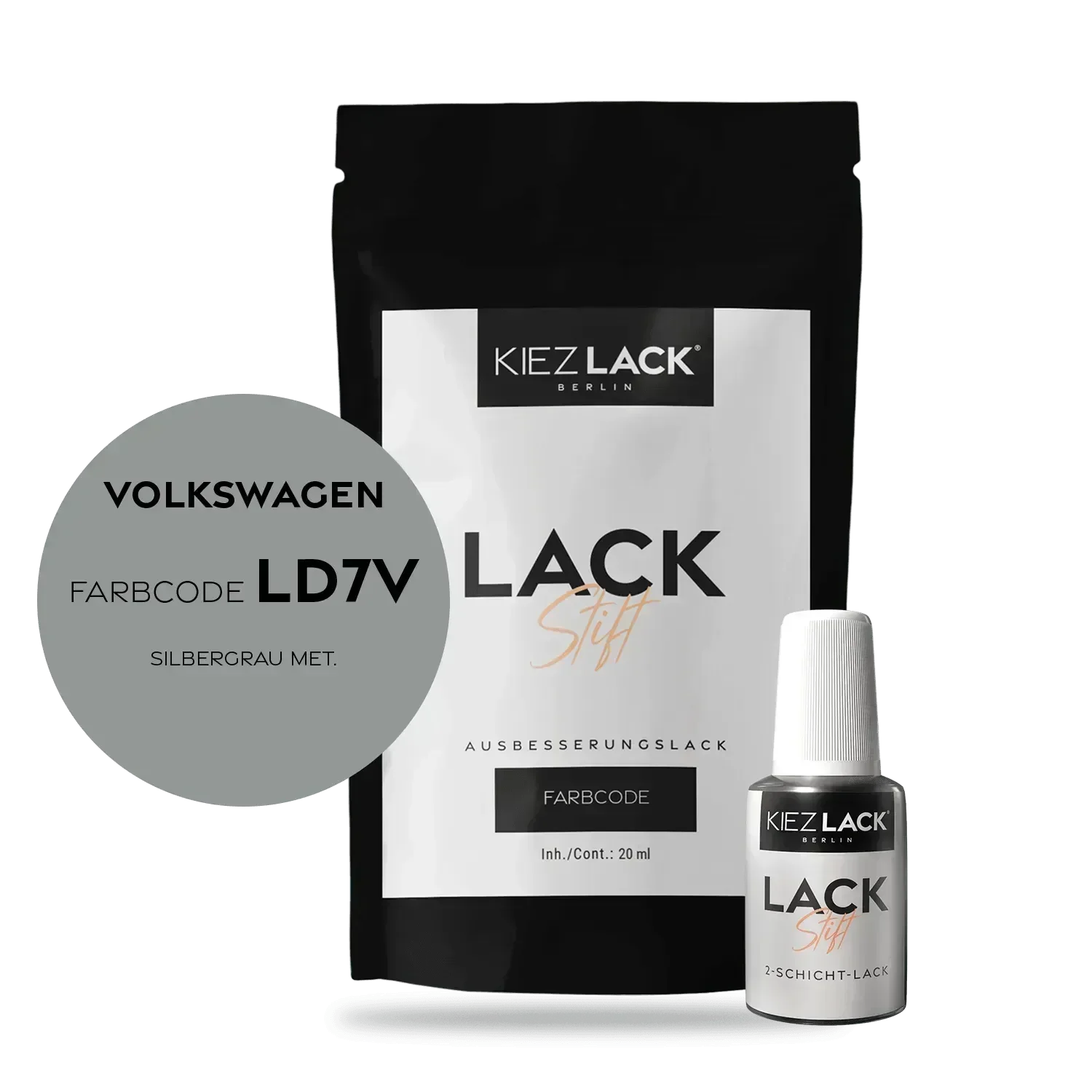 Kiezlack Lackstift Autolack Lackstift Volkswagen LD7V SILBERGRAU MET.