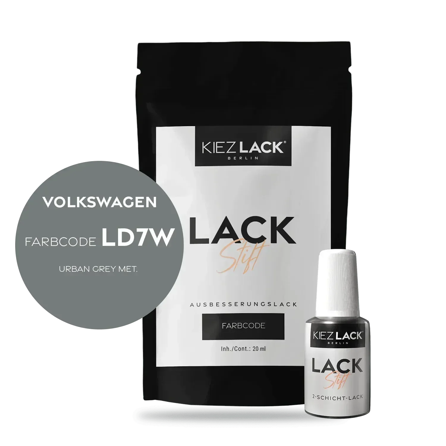 Kiezlack Lackstift Autolack Lackstift Volkswagen LD7W URBAN GREY MET.