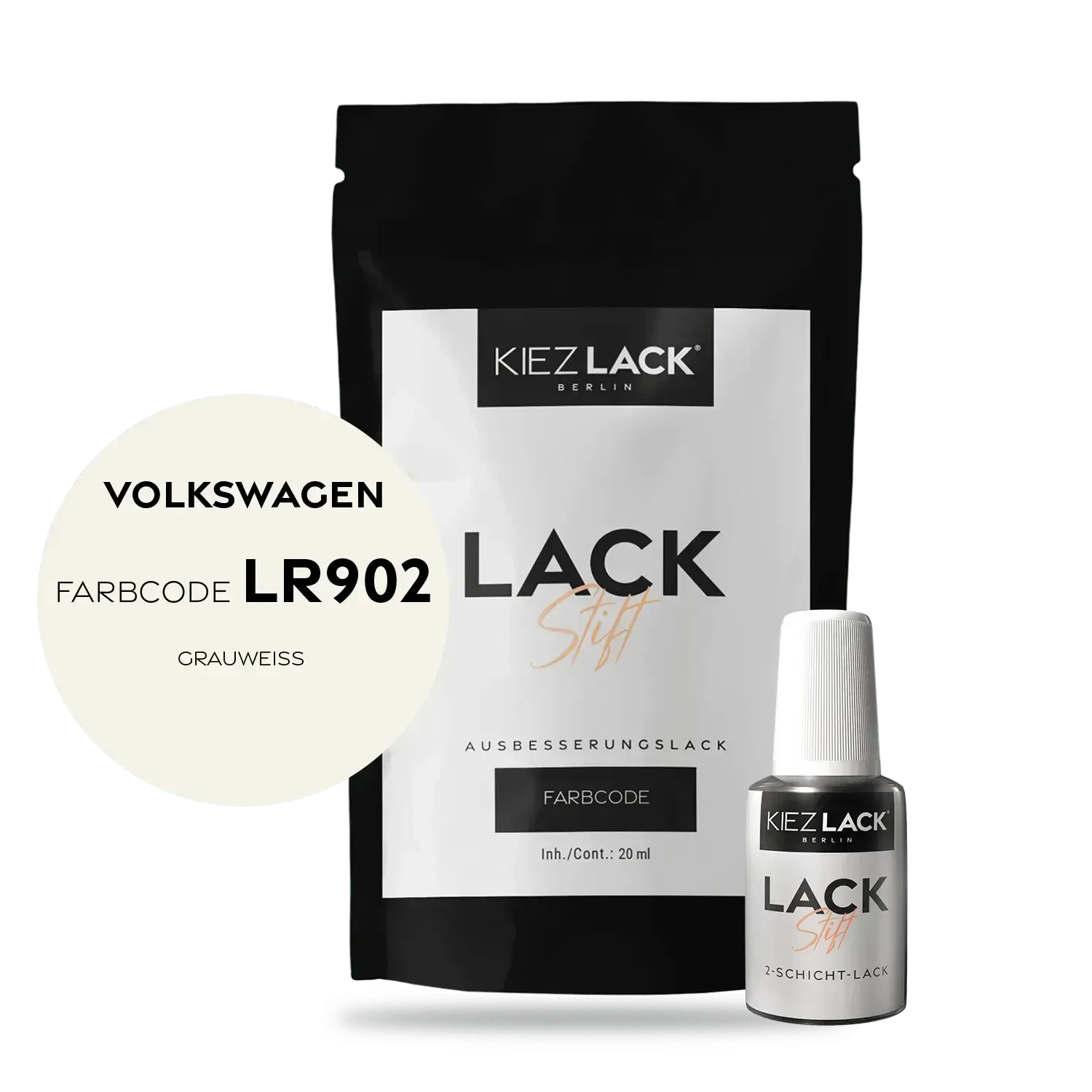 Kiezlack Lackstift Autolack Lackstift Volkswagen LR902 GRAUWEISS