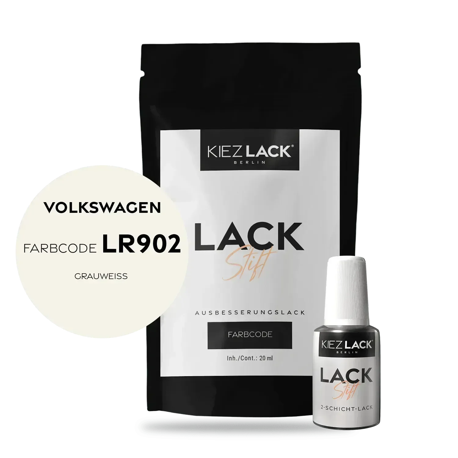 Kiezlack Lackstift Autolack Lackstift Volkswagen LR902 GRAUWEISS