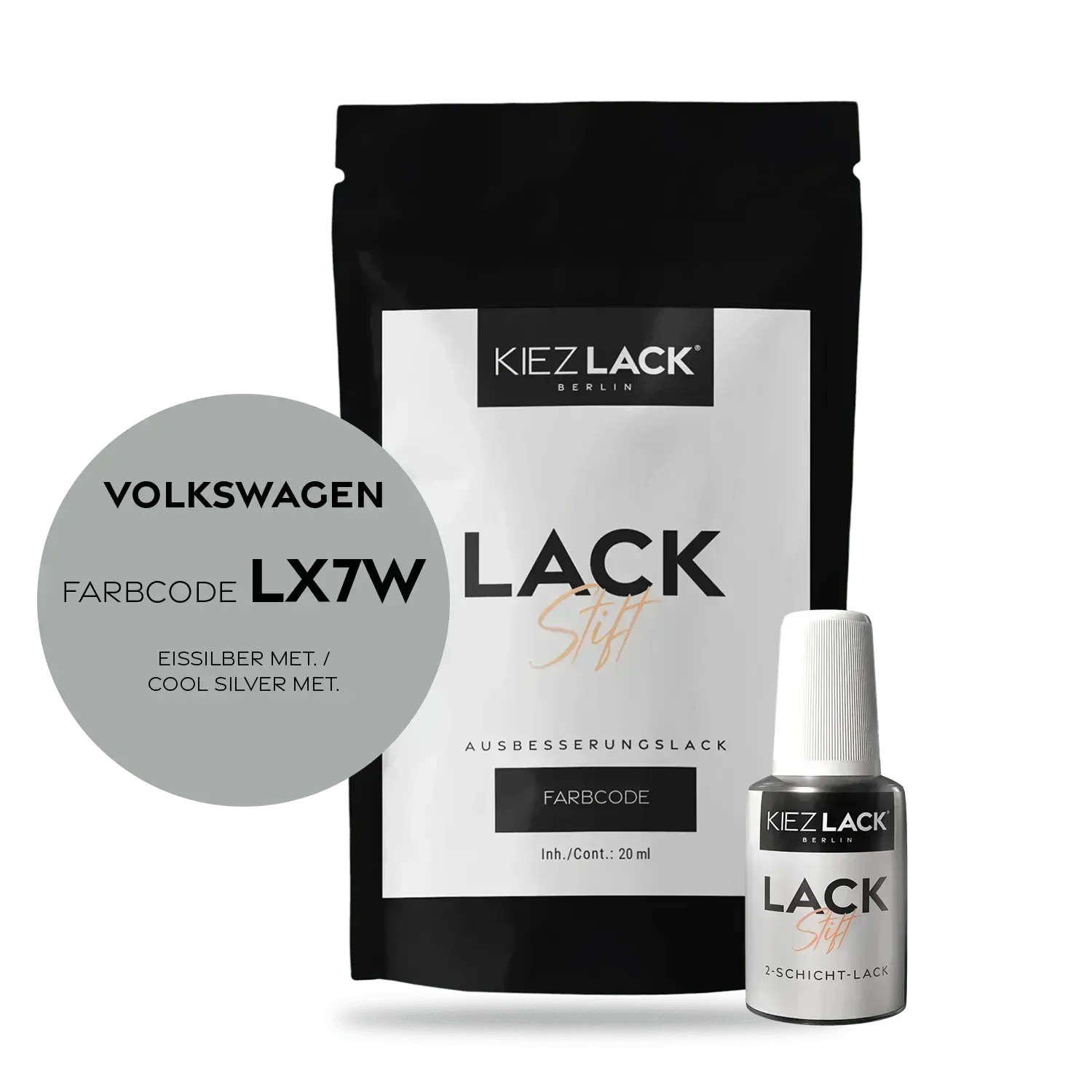 Kiezlack Lackstift Autolack Lackstift Volkswagen LX7W EISSILBER MET.